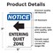 Signmission Entering Quiet Zone Sign With Symbol, 5 in W x Rectangle, Vinyl Decal OS-2PACK-NS-D-57-V-12095 - alternate 6